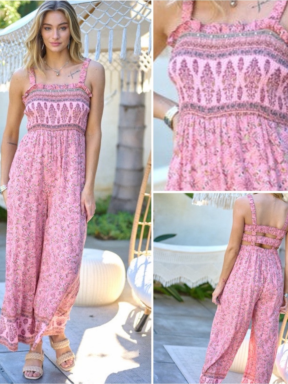 Pink Bohemian Printed Jumpsuit
